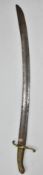 19thC falchion style sword with brass grips and crosspiece, H&G and No17 to ricasso, with 65cm