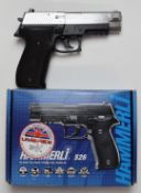 Umarex Hammerli S26 .177 air pistol with black plastic grips, serial number 13G39398, in original