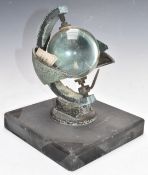Campbell - Stokes type sunshine recorder or heliograph, marked Casella, London to mount, on slate
