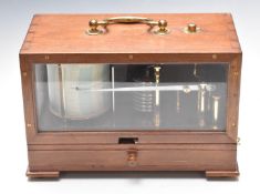 Negretti & Zambra mahogany cased barograph with drawer to base, overall length 31.5cm