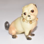 Royal Worcester pug with collar, H6.5cm