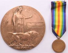 Charles Reeder memorial plaque / death penny and his WW1 Victory Medal named to 21363 Pte C