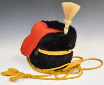 British Army Royal Artillery other ranks fur busby, yellow cord lines, red bag and lines