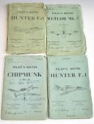 Four Royal Air Force / Army Air Corps pilot's notes instruction manuals, including Hunter F6, Hunter