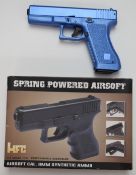HFC 6mm spring powered airsoft pistol with synthetic body, NVSN, in original box with instructions.