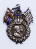 Edward VII, 1902 Coronation hallmarked silver badge / medal