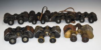 Fifteen pairs of vintage binoculars to include Ross of London, Sands Hunter, Grandor Paris, Wray and