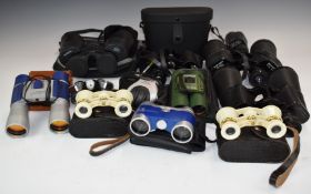 Twenty pairs of binoculars and a monocular, to include Orion 8x20, Prinz 12x50, Solus 10x40, AJAX