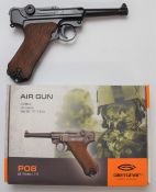 Gletcher PO8 .177 Parabellum Luger CO2 air pistol, serial number 31P081118, in original box with