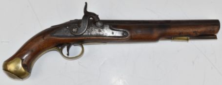 Durs Egg of London 50 bore percussion converted from flintlock hammer action pistol with crown