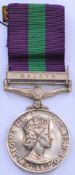 British Army General Service Medal 1962-2007 with clasp for Malaya, named to 3/11085 DG Durn