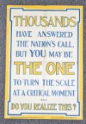 WW1 The Parliamentary Recruiting Committee, London military poster number 94 'Thousands have