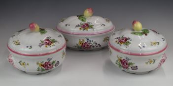 Three Spode tureens decorated in the Marlborough Sprays pattern, tallest 15cm