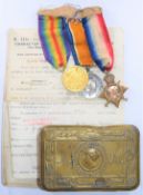 WW1 Royal Marine Artillery medals comprising 1914/1915 Star, War Medal and Victory Medal named to