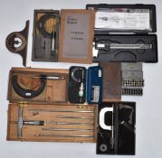 Micrometers, letter punches, depth micrometer and gasket samples