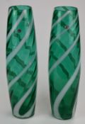 A pair of Hans Geismar Italian art glass vases with white twist decoration and original paper