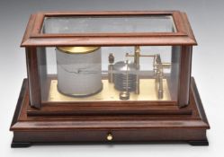 Russell Norwich mahogany cased barograph with drawer below, length 40cm