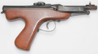 Diana 64 Mark IV .177 air pistol with shaped wooden coin inset grip and adjustable sights, NVSN.