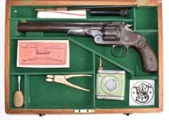 Deactivated Smith & Wesson .32 six-shot single action revolver converted from a revolving rifle with