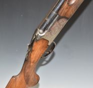 Lanber 12 bore over and under ejector shotgun with engraved lock, trigger guard, underside, top