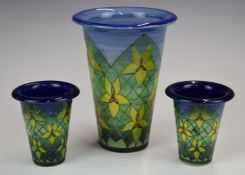 Three Dennis Chinaworks signed limited edition tapered vases, tallest 13cm