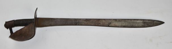 Prussian 1852 pattern cutlass with solid bowl guard stamped KM over 150A and 59cm single edged