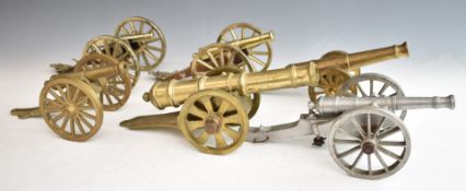 Six model cannon including an aluminium example, length of longest 27cm