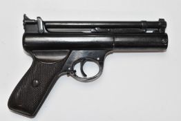 Webley Senior .177 air pistol with chequered Bakelite grips and adjustable sights, serial number