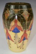 Dennis Chinaworks signed limited edition 9/100 vase decorated with fuchsias, script to base 'Lions