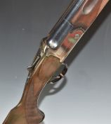AYA Yeoman 12 bore over and under ejector shotgun with named locks and underside, border engraved