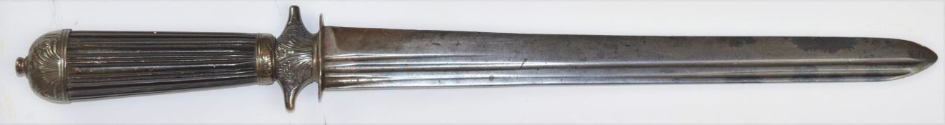 Continental short sword / hunting knife with fluted grip, decorated hilt and shortened 26 inch