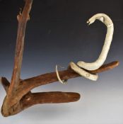 Taxidermy cobra mounted on a wooden stand, H54cm