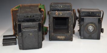 Three Thornton Pickard vintage reflex cameras comprising Ruby Special, Junior Special, Ruby de