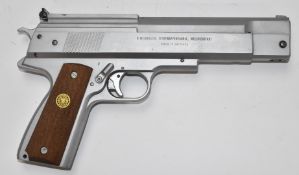 Weihrauch HW45 .177 air pistol with monogrammed and chequered wooden grips and adjustable sights and