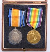 British Army WW1 medal pair comprising War Medal and Victory Medal, both named to 225005 Pioneer A F
