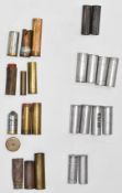 Twenty-four brass and aluminium shotgun cartridge cases including Gevelot 16 bore, French