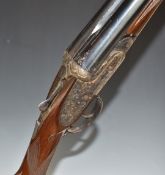 Victor Sarasquetta 12 bore side by side ejector shotgun with named and engraved sidelock plates,