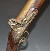 Flintlock blunderbuss with steel lock plate stamped 'Tower' and with crown over 'GR' cypher, brass