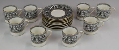 Eight place setting Wedgwood coffee set decorated in the Florentine pattern