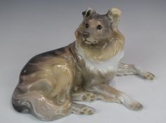 Bing & Grondahl Collie no 1663, pre-1948, H15 x L28cm