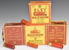 One-hundred 12 bore Eley Maximum and Eley Gastight shotgun cartridges, in four original boxes.