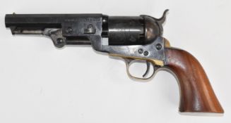 Uberti .36 six-shot single action percussion revolver with engraved scene of ships to the