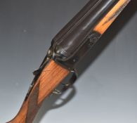 Sabel 12 bore side by side ejector shotgun with border engraved locks, trigger guard, underside,