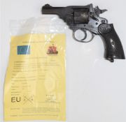 Deactivated Webley & Scott Mark IV .38 six-shot service revolver with named and chequered grips,