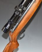 Webley Mark 3 .22 under-lever air rifle with named plaque inset to the stock, semi-pistol grip,