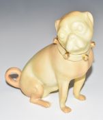 Royal Worcester pug with collar, H11cm