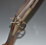 Deactivated Calderwood & Son of Dublin 20 bore side by side hammer action shotgun with named lock,