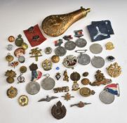 Small collection of badges and commemorative Royal Family medals, including Royal Engineers (one