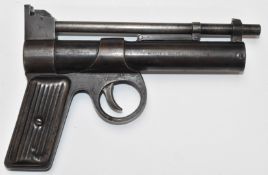 Webley Junior .177 air pistol with reeded metal grips, serial number J19728.
