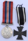 WW1 Iron Cross and a WW2 War Medal